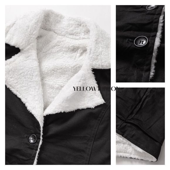 🆕 Black Denim Fleece Jacket - Picture 3 of 7